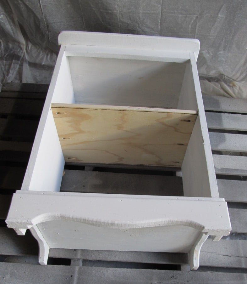 white cabinet on a pallet ready to be painted