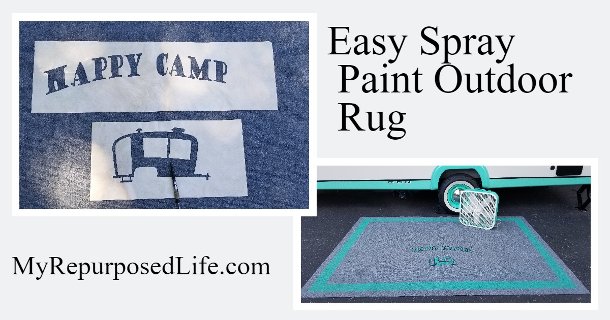 Spray Painted Outdoor Rug for Camper or RV My Repurposed Life®