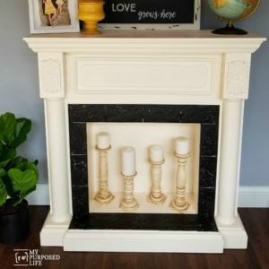 Faux Fireplace Mantel Makeover