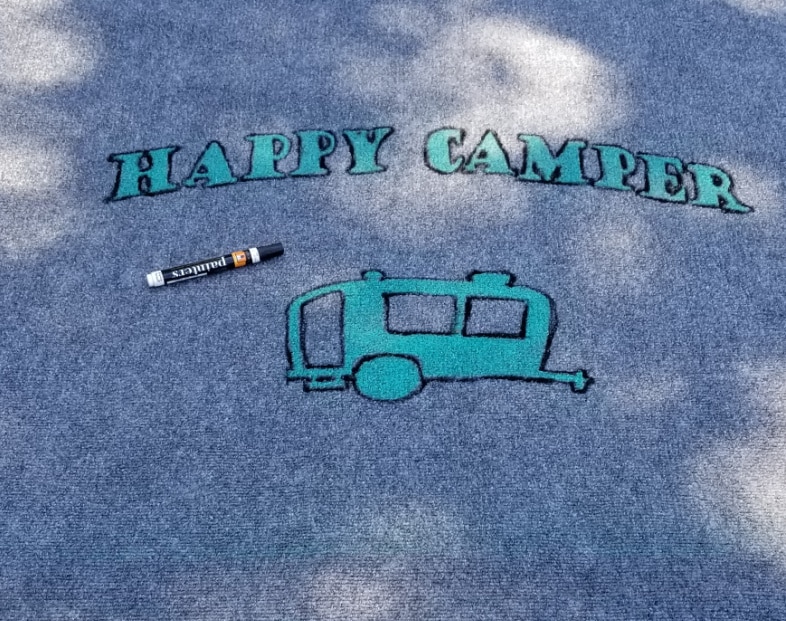 outline painted stencil with paint pen