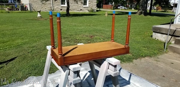 paint piano bench with paint sprayer