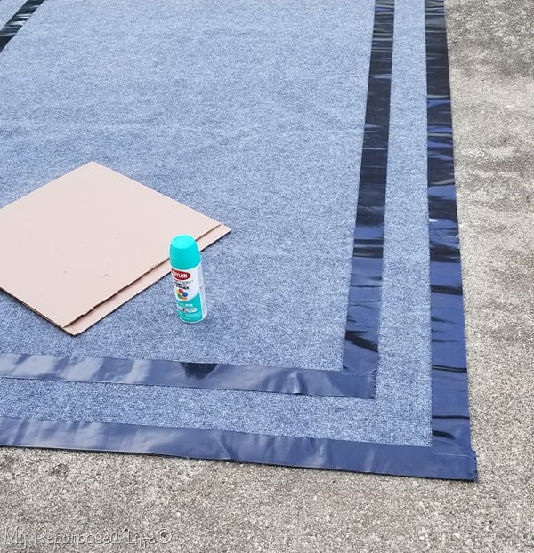 spay paint outdoor rug pattern