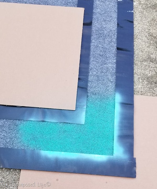 testing spray paint coverage outdoor rug