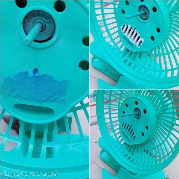 use caution when painting air holes on desk fan