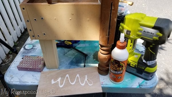 wood glue and nail gun