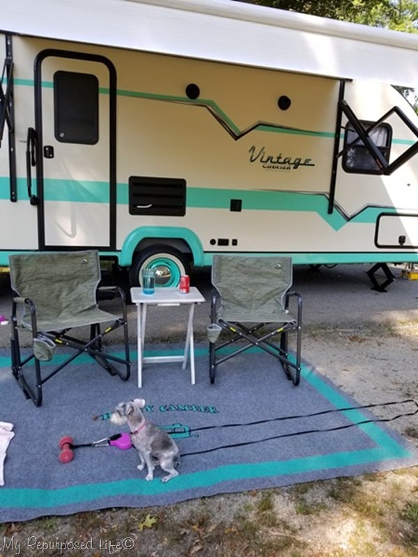 camping rug and folding tv table