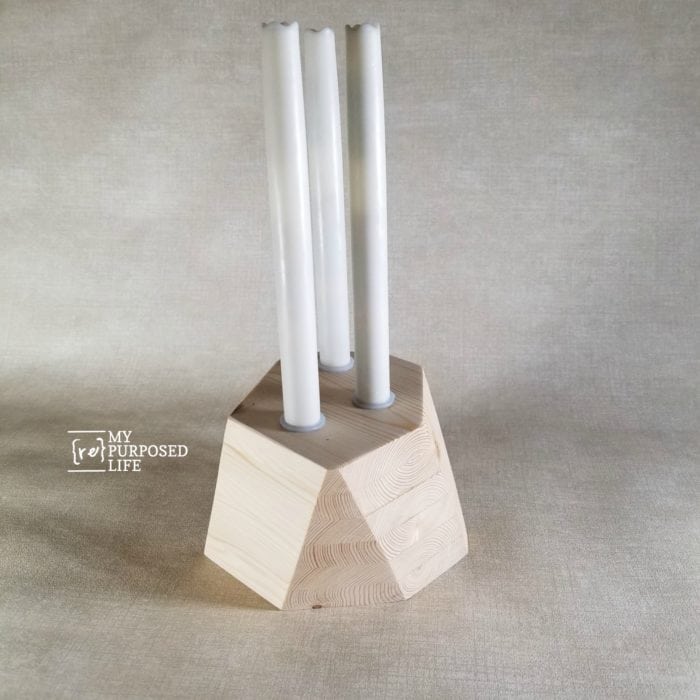Geometric Candle Holder made from Scrap Wood