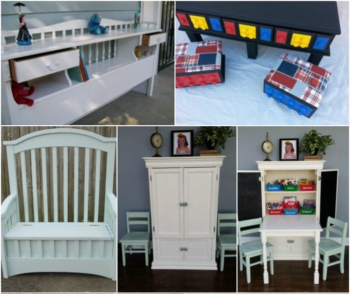 Kids Organization Ideas using Repurposed Furniture
