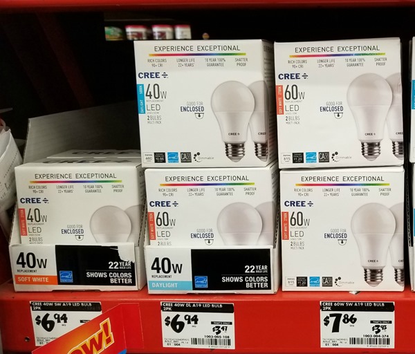 2 pack of cree LED light bulbs