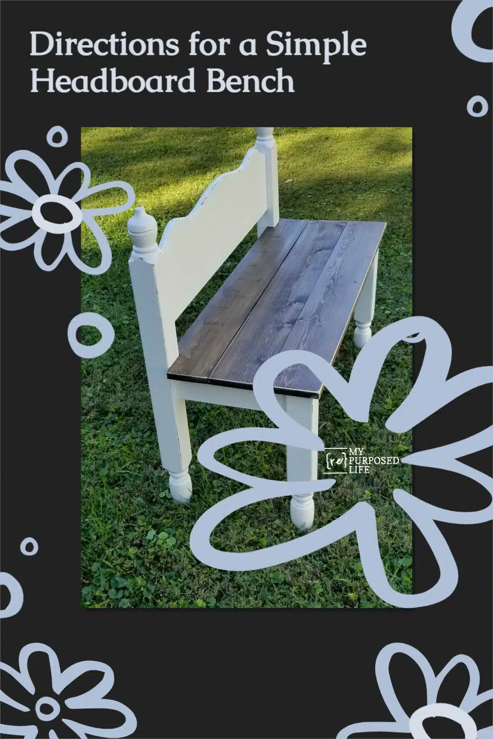 Twin Bed Bench How to make a small bench from a headboard. This is perfect for your patio, entry way, or even for the end of your bed for shoes and socks. #MyRepurposedLife #repurposed #furniture #bench #headboard #diy #tutorial via @repurposedlife