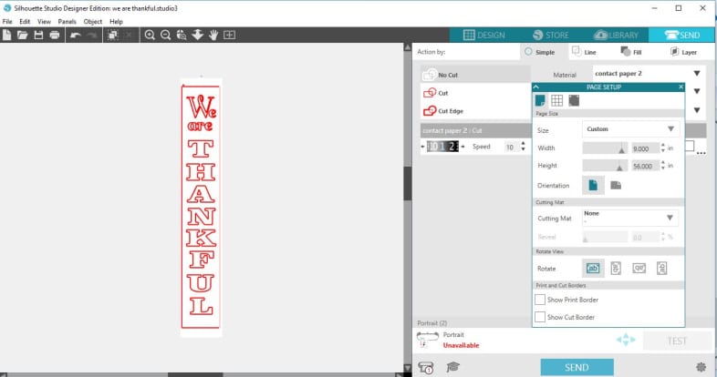 contact paper stencil on silhouette portrait design thankful sign