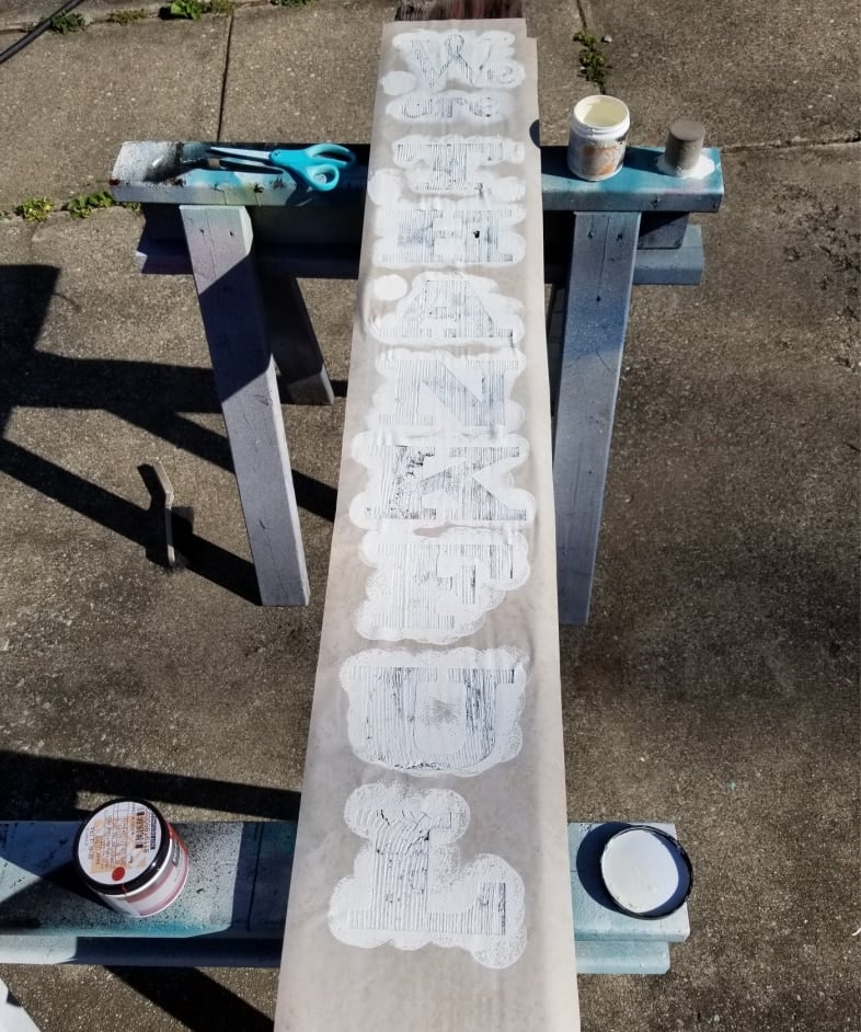 contact paper thankful sign stencil painted