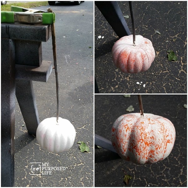 diy crackle whitewash dollar store pumpkin MyRepurposedLife