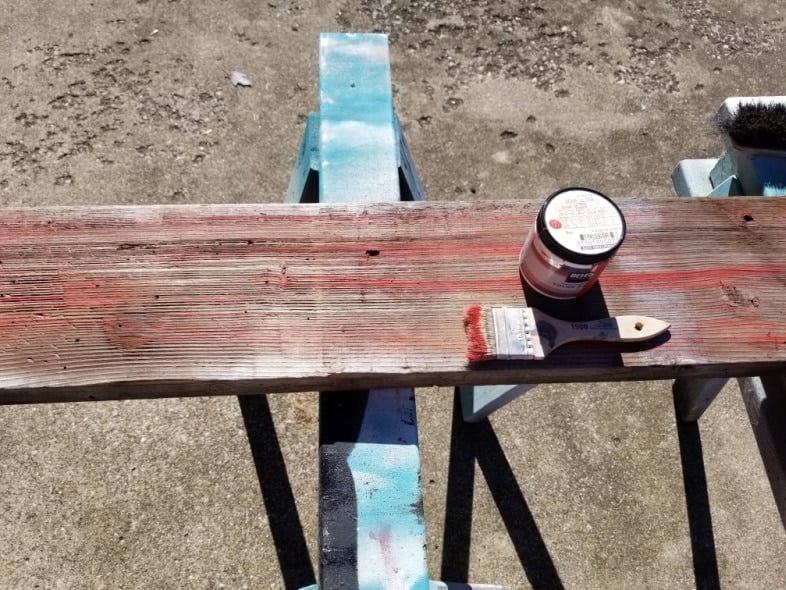 drybrush weathered board for thankful sign