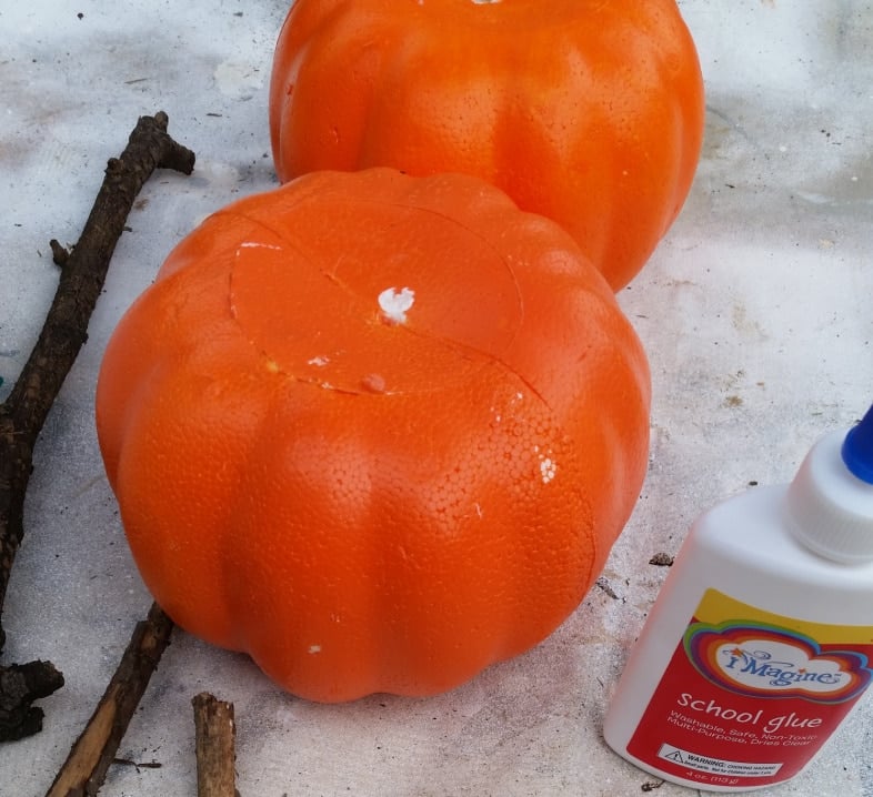 remove foam stems from dollar store pumpkins