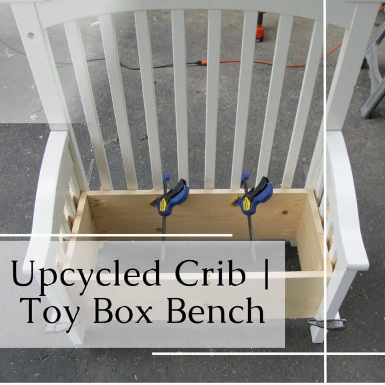 Upcycled Crib into Toy Box Bench