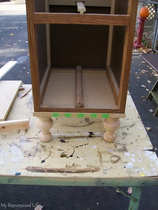 add a base to a lingerie chest made from a repurposed desk