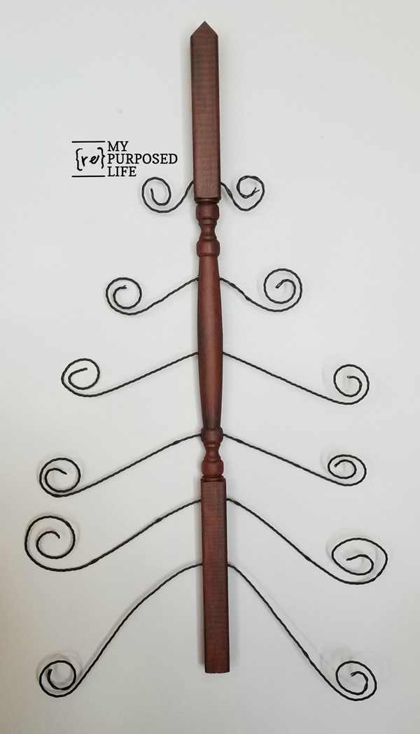 christmas card holder made from a wooden spindle MyRepurposedLife