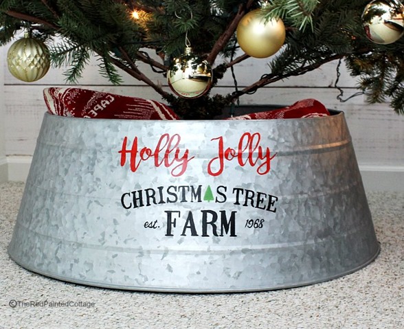 custom painted Christmas tree collar custom painted Christmas tree collar