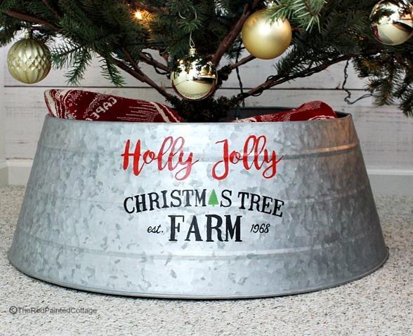 custom painted Christmas tree collar