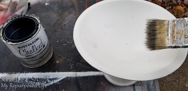paint and stipple pedestal bowl