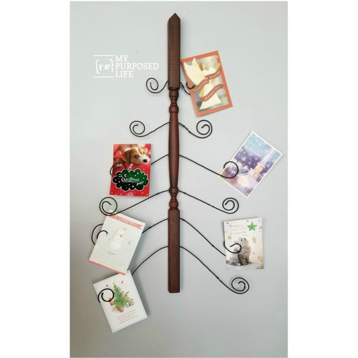Christmas card holder |wooden Spindle | twisted wire