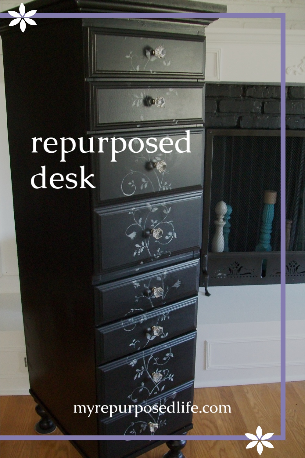 Using a repurposed desk to make a tall chest, keeps all the storage area. However it creates a smaller footprint in your space. Step by step directions. #MyRepurposedLife #repurposed #furniture #desk #chest #organization #doityourself via @repurposedlife
