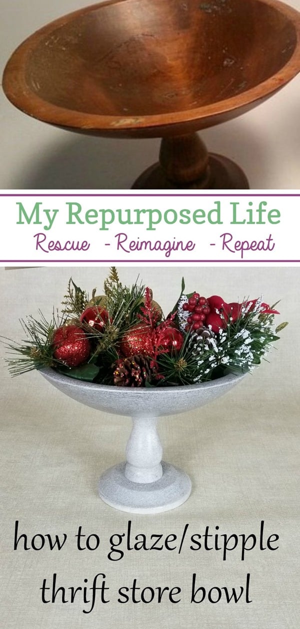 how to glaze-stipple thrift store bowl MyRepurposedLife