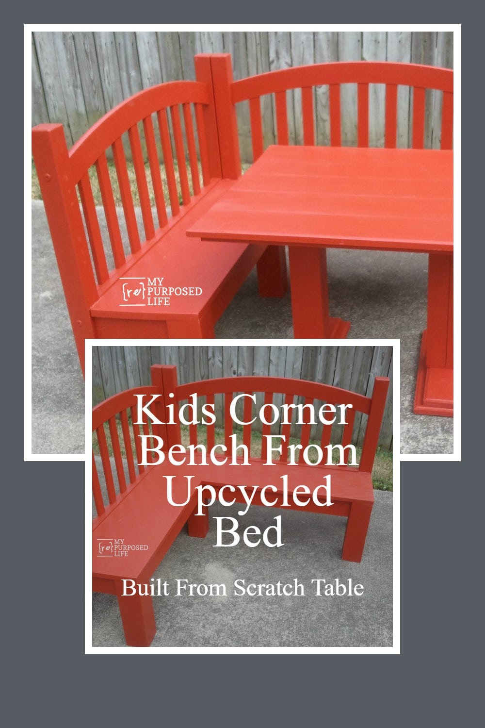 corner bench made from old beds