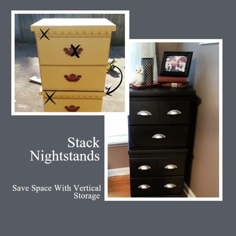 Repurposed Nightstands create Vertical Storage