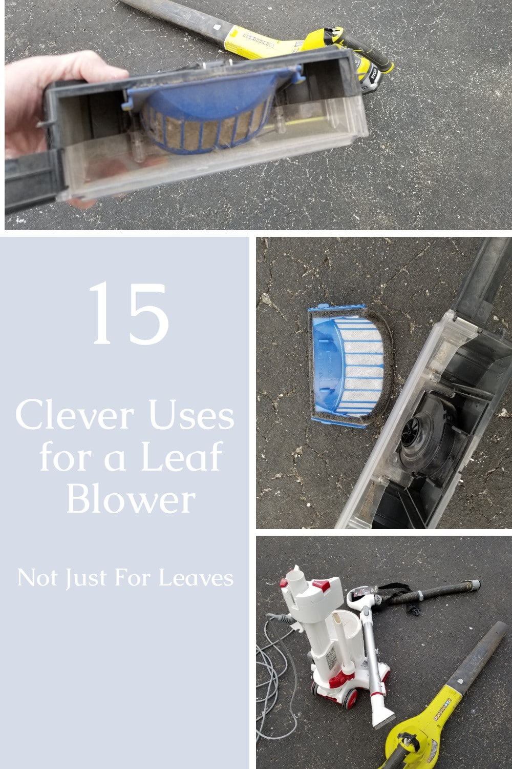 I love my battery operated leaf blower! In fact I have two. I keep one at home and the other lives in the camper. Leaf blowers, not just for leaves! See all my clever uses for leaf blowers in this fun article about all the ways to use a leaf blower. #MyRepurposedLife via @repurposedlife