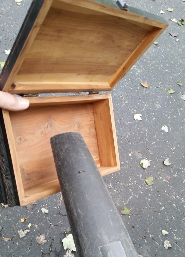 blow away sawdust