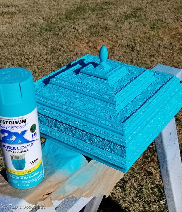 trinket box painted with seaside satin paint