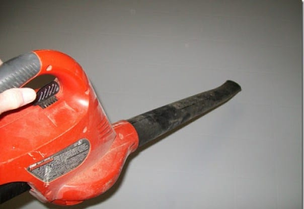 using a leaf blower indoors