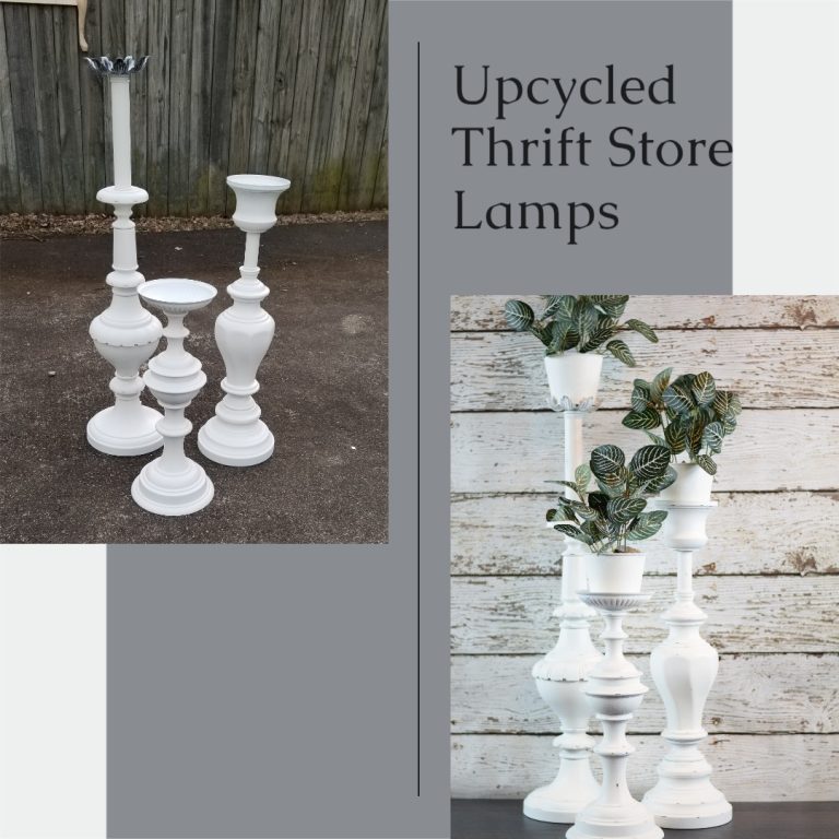 Repurposed Lamp Metal Plant Stand