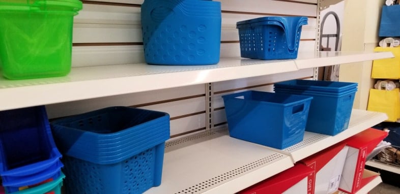 baskets and bins at the dollar tree