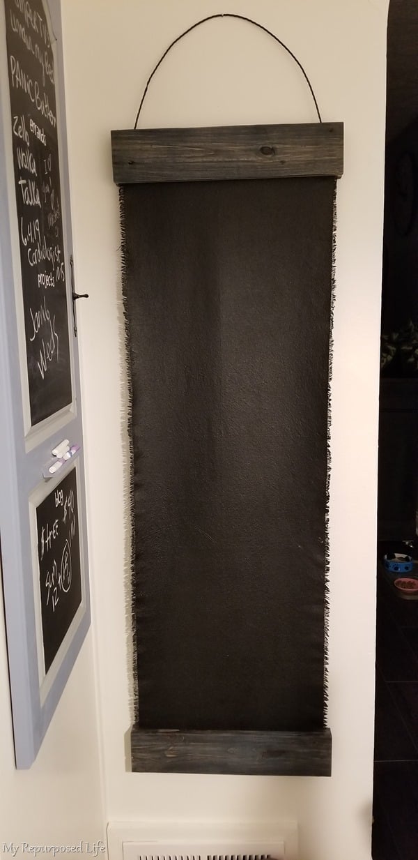 long drop cloth chalkboard made with pallet boards