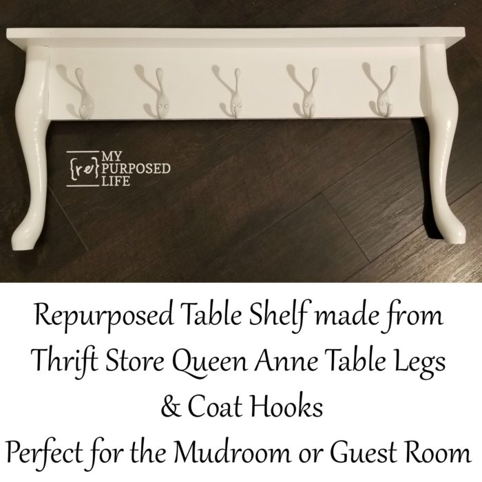 Repurposed Table Shelf | Queen anne Legs