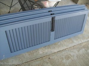Shutters Repurposed into Bookshelf - My Repurposed Life®