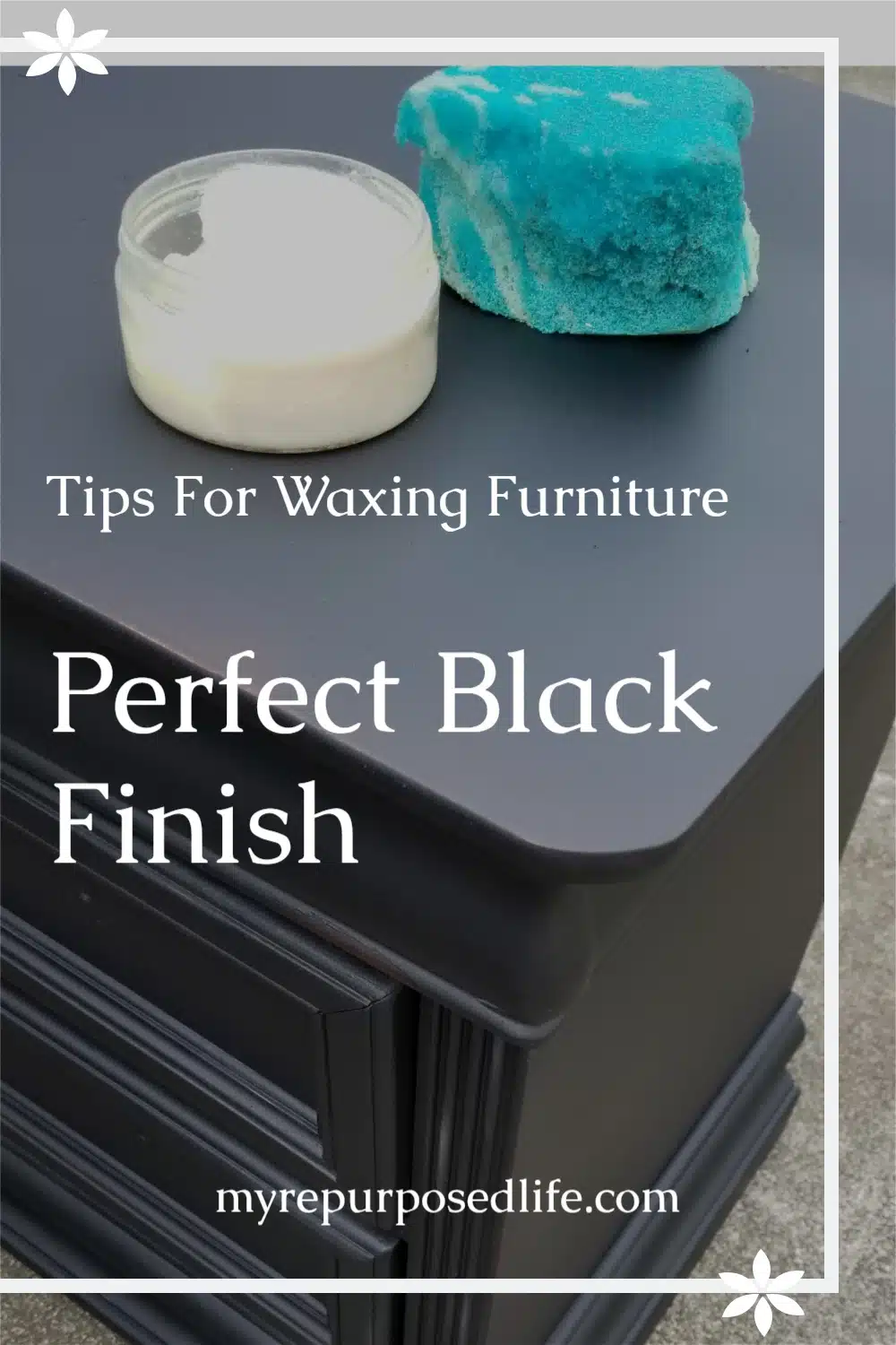 These vintage black nightstands got a second chance to match a new bedroom suite. A little paint and gentle distressing make them match the new Passages bed. #MyRepurposedLife #repurposed #furniture #nightstands #makeover #waxing via @repurposedlife