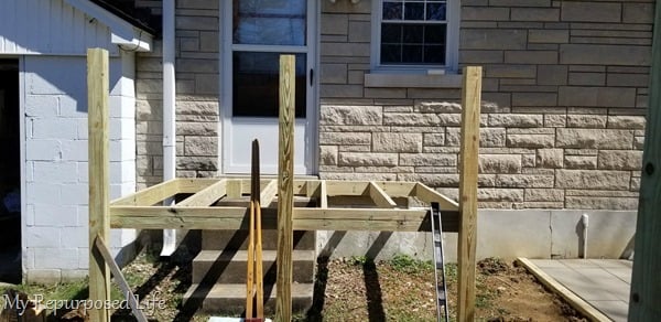 corner posts and joists of small deck