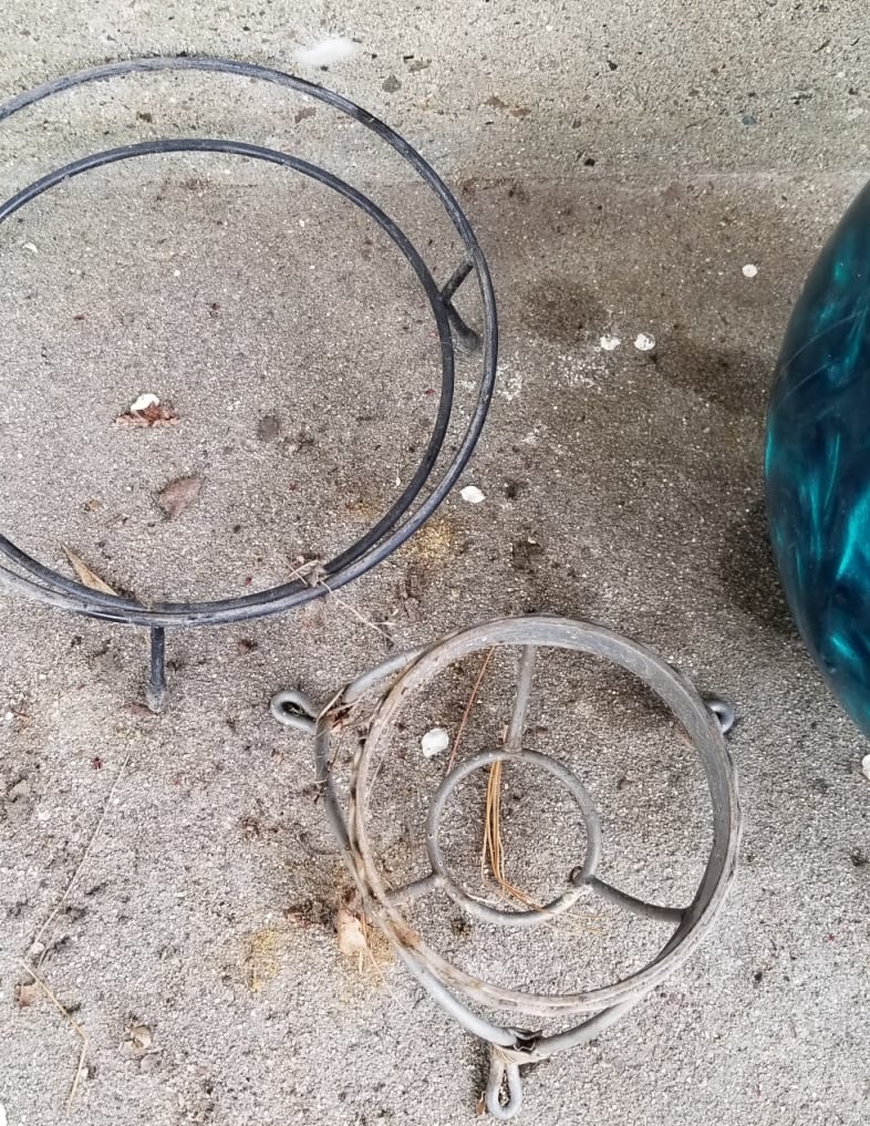 two wire plant stands for DIY gazing balls