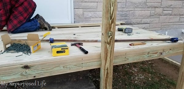 pipe clamp helps hold deck boards