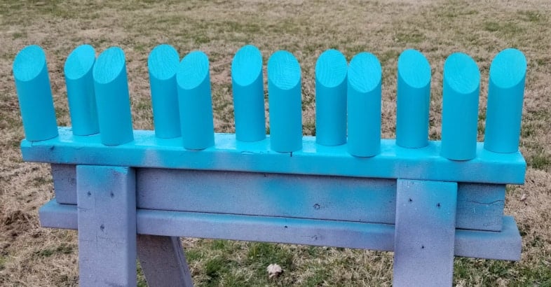 teal molkky outdoor game pins
