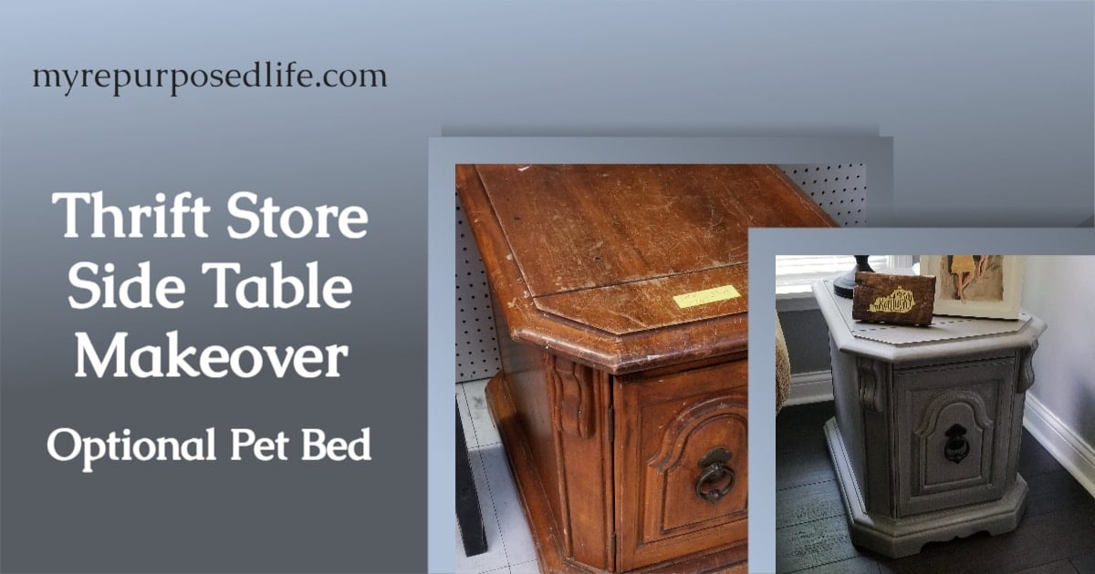Side Table Pet Bed Makeover from a Thrift Store Find - My Repurposed Life®