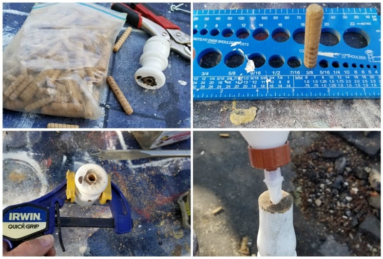 add dowels to crib finials