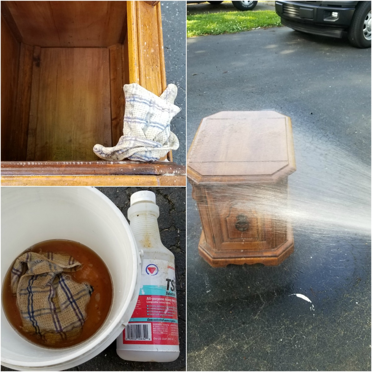 clean furniture with tsp and the hose