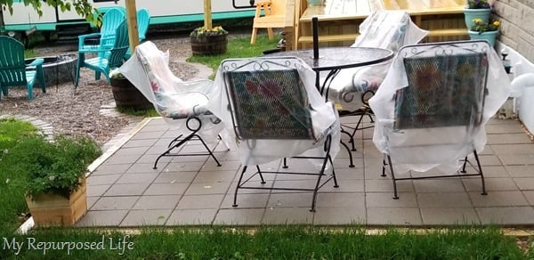 cover patio chair cushions with garbage bags