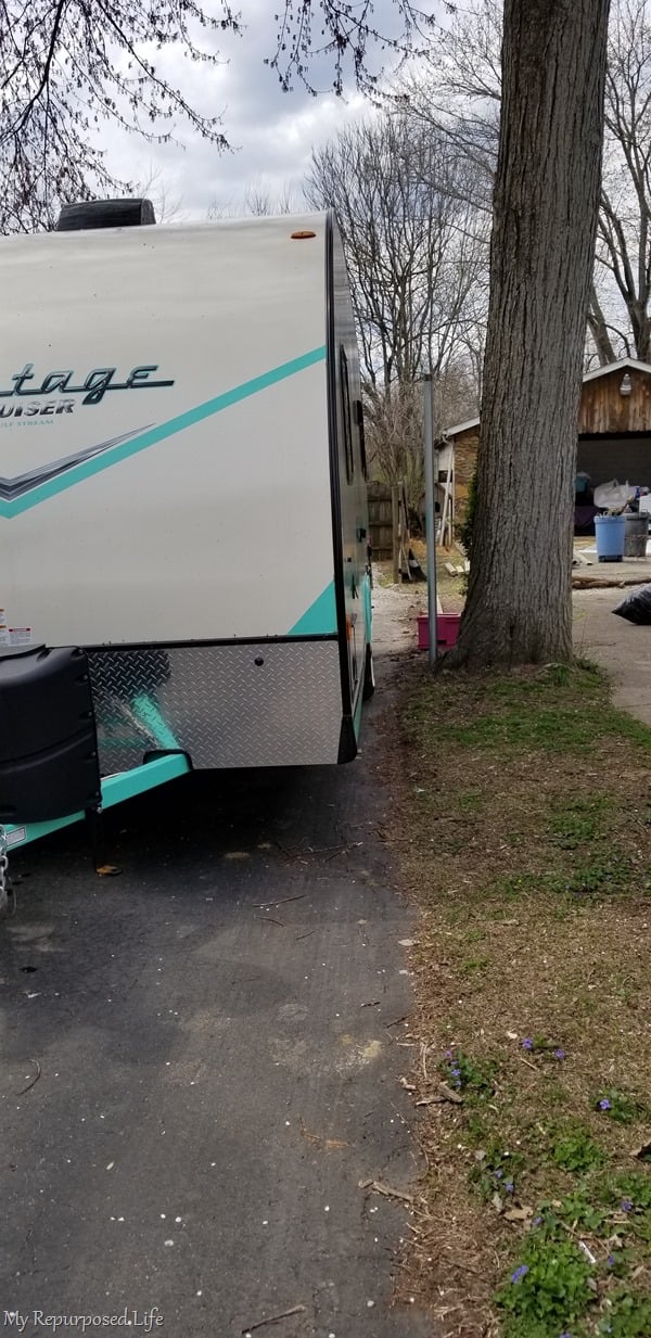 moving camper to backyard