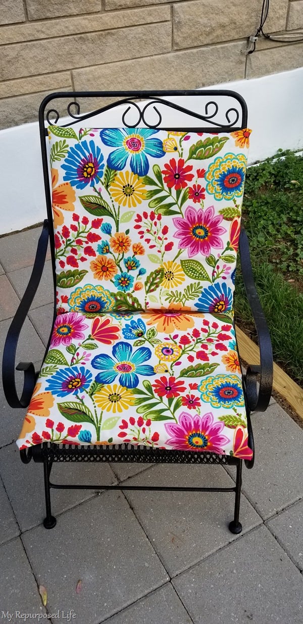 old outdoor cushion with a new cover